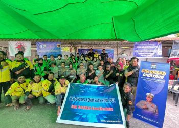 Jasa Raharja dan Ditlantas Polda Kepri Gelar Ngobrol Santai di Stasiun Aplikator Driver Ojek Online Kota Batam