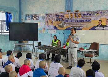 Jasa Raharja Tanjungpinang dan Satlantas Polresta Tanjungpinang Gelar Sosialisasi PPKL dalam rangka MPLS