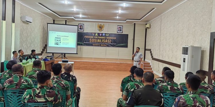 Jasa Raharja dan Satlantas Polresta Tanjung Pinang Giat Sosialisasi Safety Riding di Aula Makodim 0315 Tanjungpinang